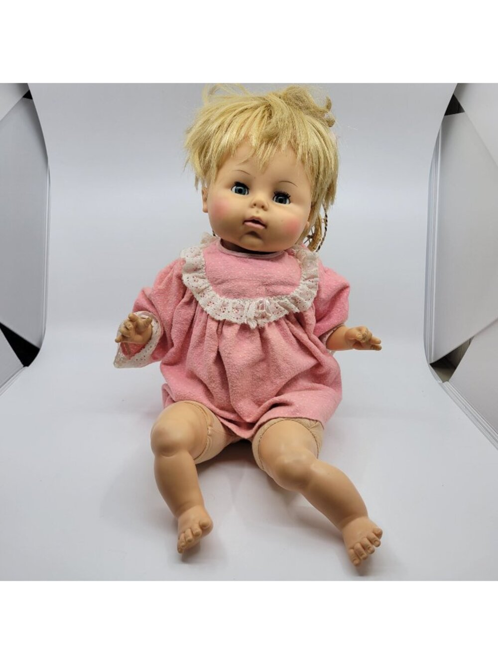 Horseman Baby Doll 22" Cloth Body Blonde Blue Sleep Eyes Vintage 1970s * READ